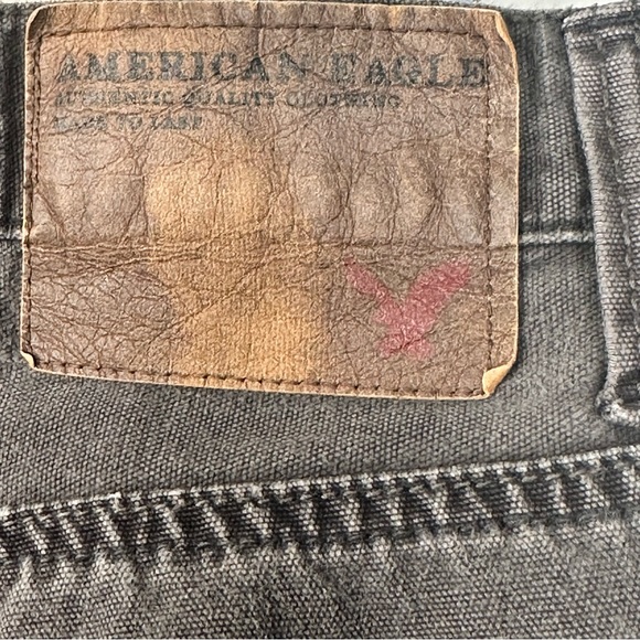 American Eagle Black Cotton Denim Jeans Mid Rise Straight - Picture 4 of 6